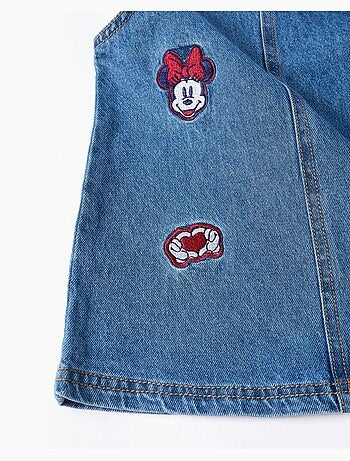 Abito a salopette in jeans con ricamo minnie