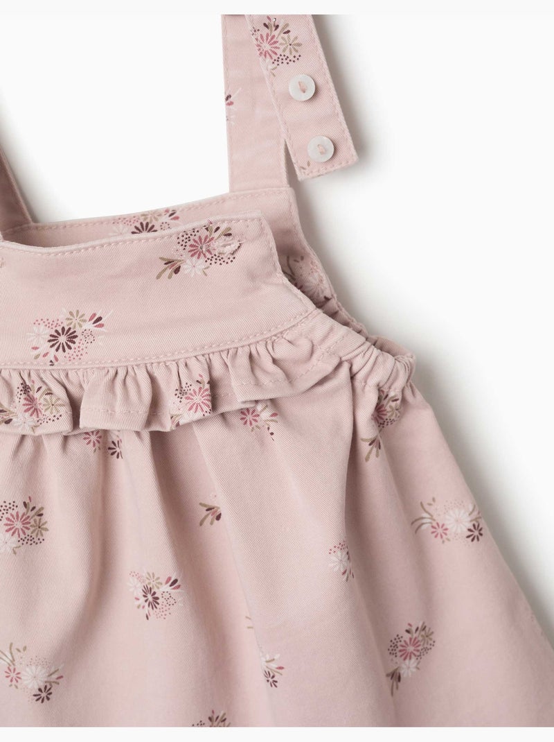 Abito a salopette in twill con stampa floreale Rosa chiaro - Kiabi
