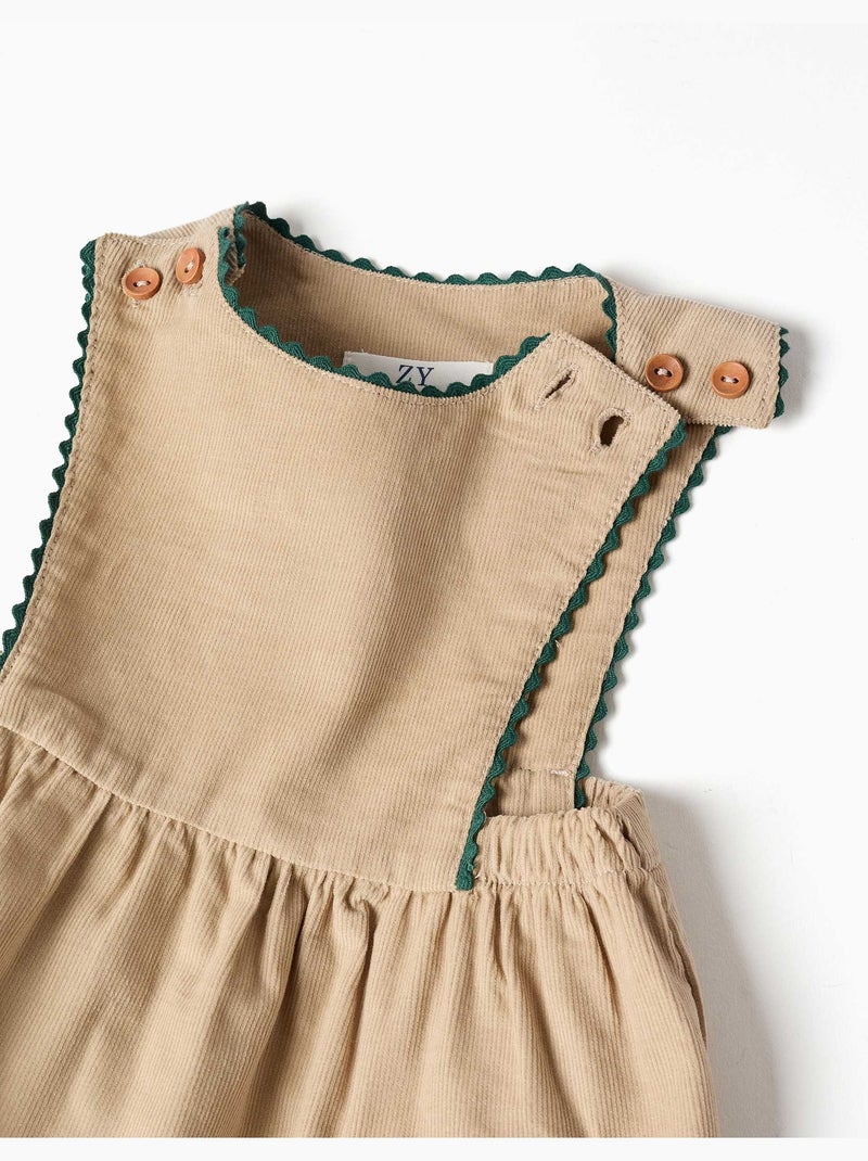 Abito a salopette in velluto a coste con tasche Beige chiaro - Kiabi