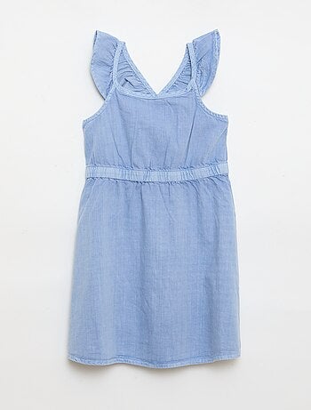 Abito a tinta unita con spalline a volant