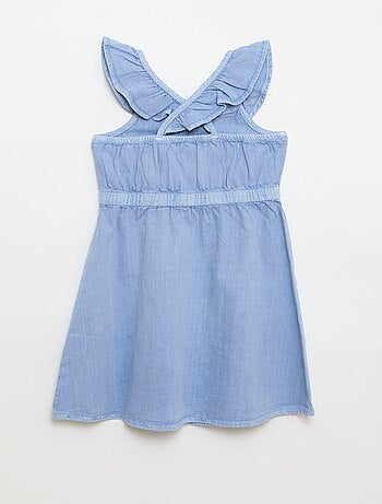 Abito a tinta unita con spalline a volant