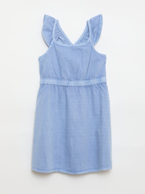 Abito a tinta unita con spalline a volant - Kiabi