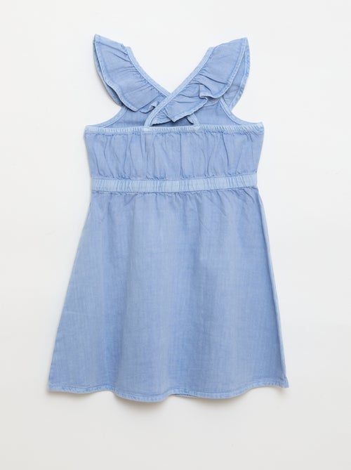 Abito a tinta unita con spalline a volant - Kiabi