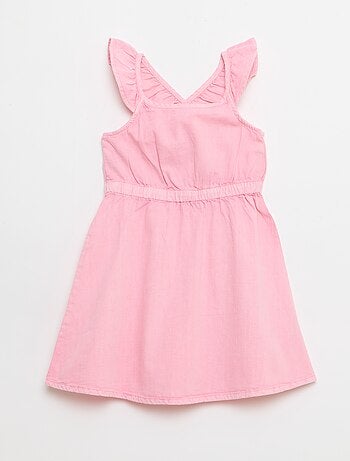 Abito a tinta unita con spalline a volant