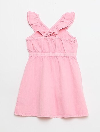 Abito a tinta unita con spalline a volant