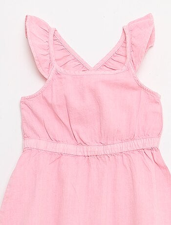 Abito a tinta unita con spalline a volant