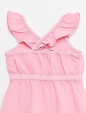 Abito a tinta unita con spalline a volant