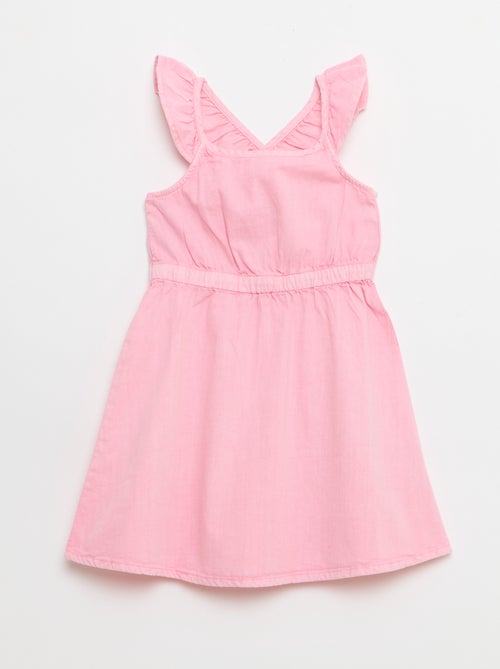 Abito a tinta unita con spalline a volant - Kiabi