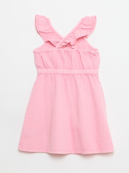 Abito a tinta unita con spalline a volant - Kiabi