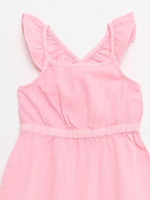 Abito a tinta unita con spalline a volant - Kiabi