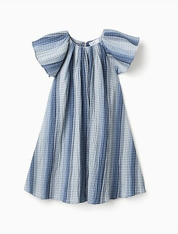 Abito a trapezio in cotone con maniche a farfalla