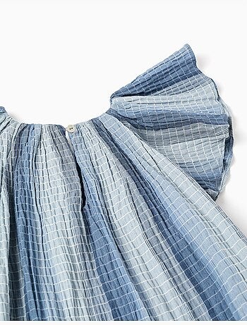 Abito a trapezio in cotone con maniche a farfalla