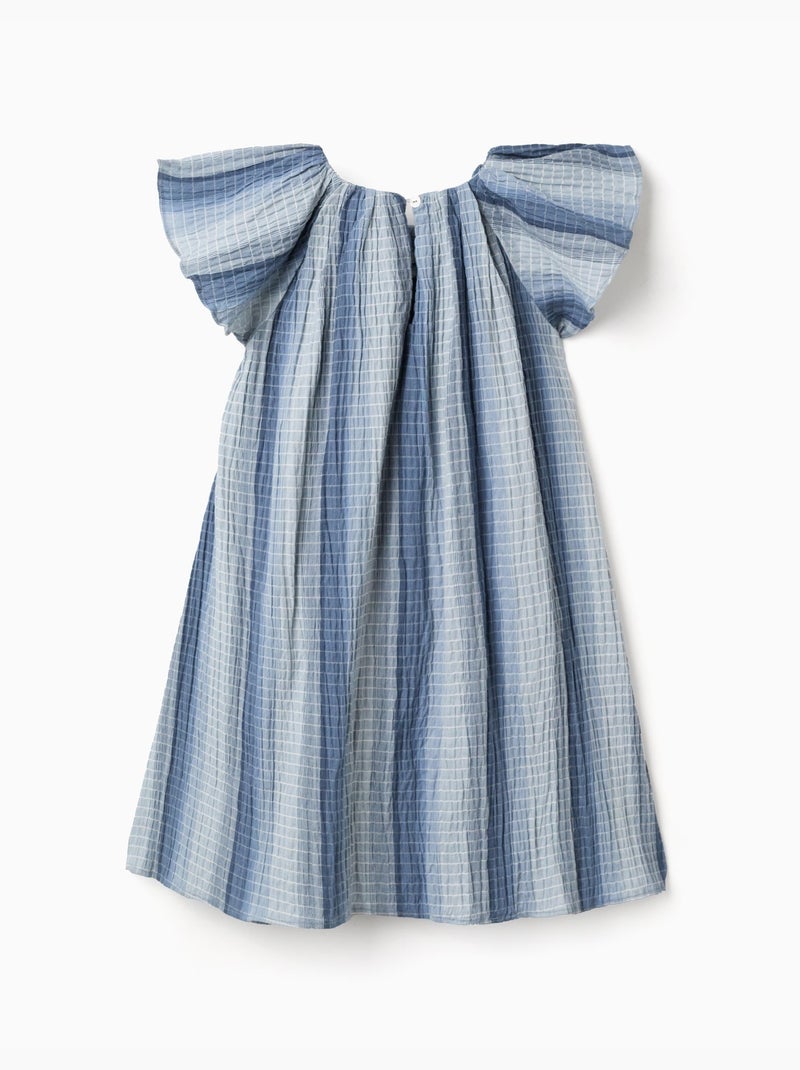 Abito a trapezio in cotone con maniche a farfalla Blu chiaro - Kiabi