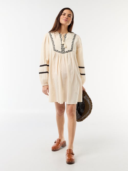 Abito ampio da maternità con ricami - Kiabi