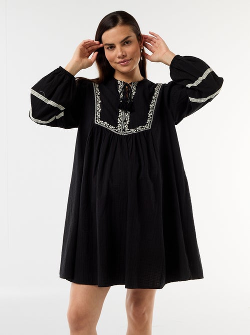 Abito ampio da maternità con ricami - Kiabi