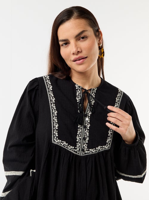 Abito ampio da maternità con ricami - Kiabi