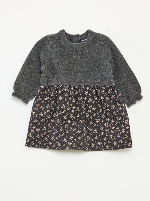 Abito bimateriale 2 in 1 in velluto tricot - Kiabi