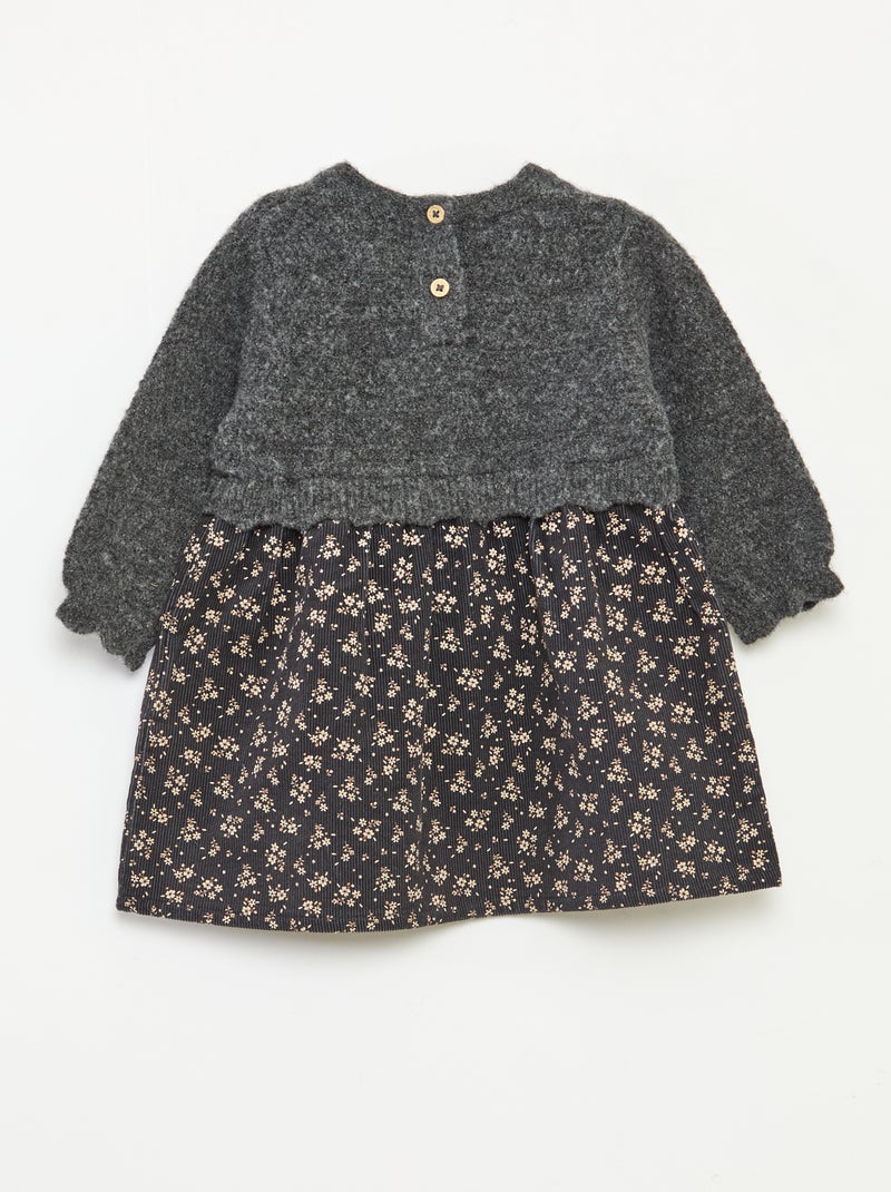 Abito bimateriale 2 in 1 in velluto tricot Grigio - Kiabi