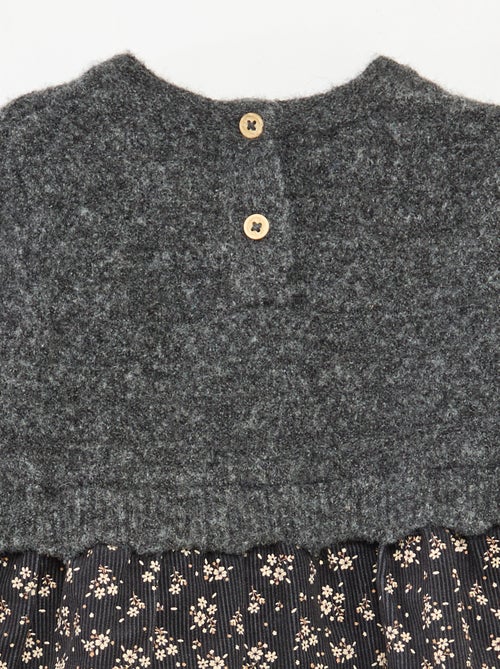 Abito bimateriale 2 in 1 in velluto tricot - Kiabi