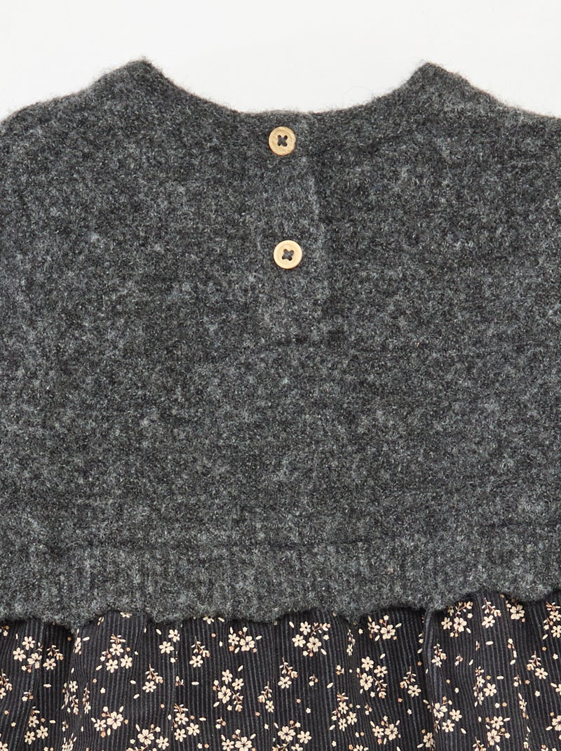 Abito bimateriale 2 in 1 in velluto tricot Grigio - Kiabi