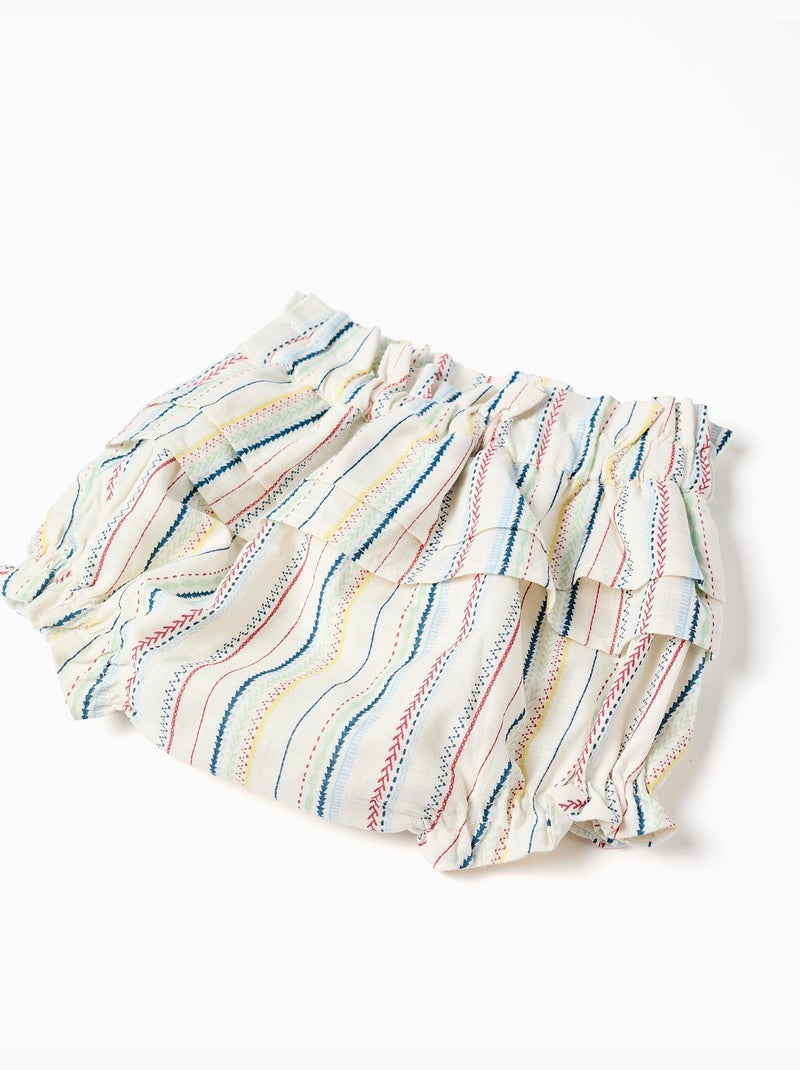 Abito + bloomers con a righe etniche B&S Bianco - Kiabi