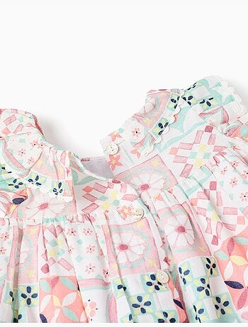 Abito + bloomers in cotone con motivo piastrelle