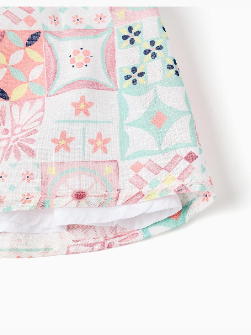 Abito + bloomers in cotone con motivo piastrelle Bianco - Kiabi