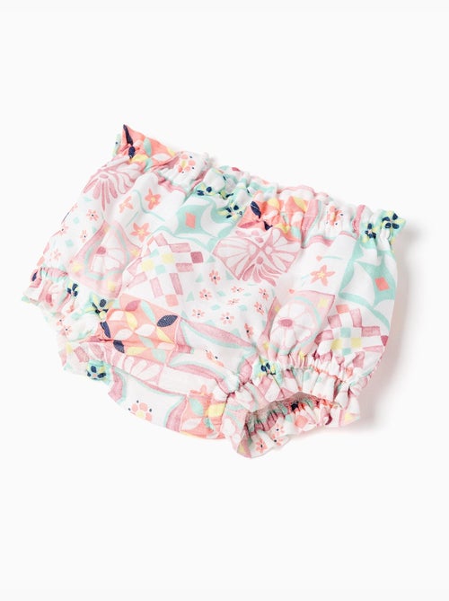 Abito + bloomers in cotone con motivo piastrelle - Kiabi