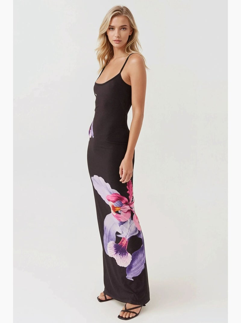Abito bodycon floreale con scollo quadrato hiccup Nero - Kiabi