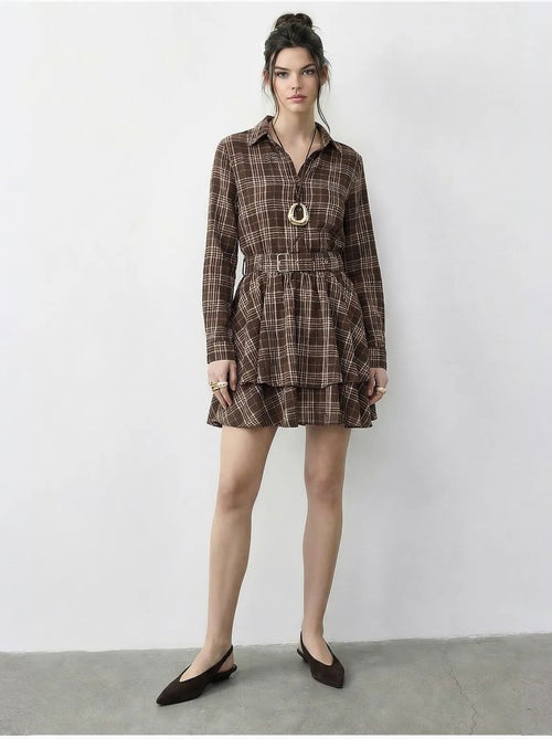 Abito camicia a quadri con cintura lucci - Kiabi Abito camicia a quadri con cintura lucci - Kiabi
