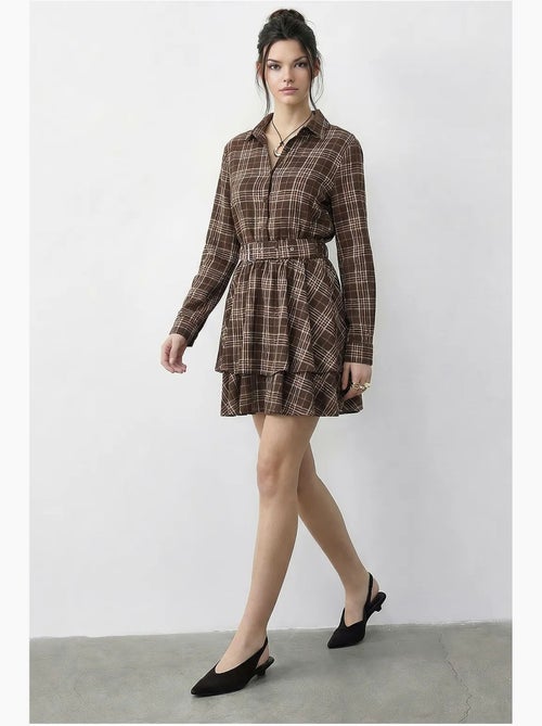 Abito camicia a quadri con cintura lucci - Kiabi Abito camicia a quadri con cintura lucci - Kiabi
