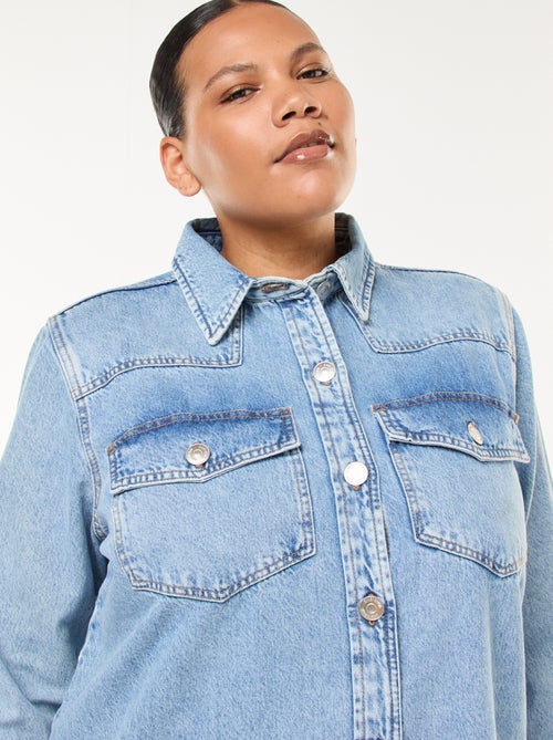 Abito camicia corto in denim con finitura a taglio vivo - Kiabi