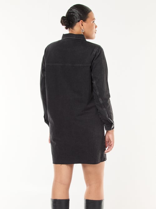 Abito camicia corto in denim con finitura a taglio vivo - Kiabi