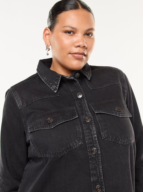 Abito camicia corto in denim con finitura a taglio vivo - Kiabi