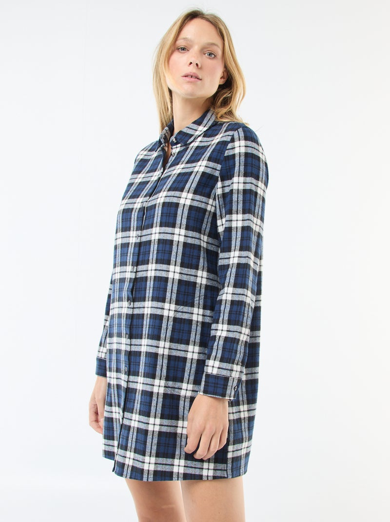 Abito camicia corto in flanella Blu - Kiabi