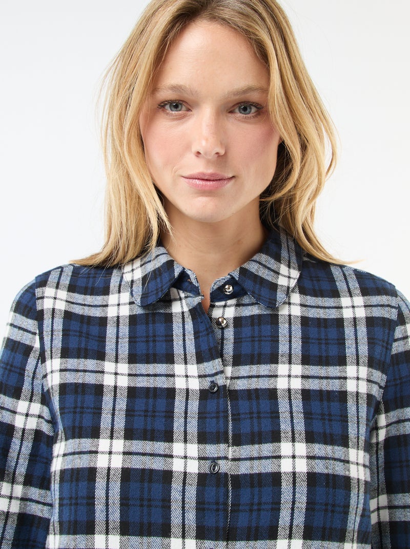 Abito camicia corto in flanella Blu - Kiabi