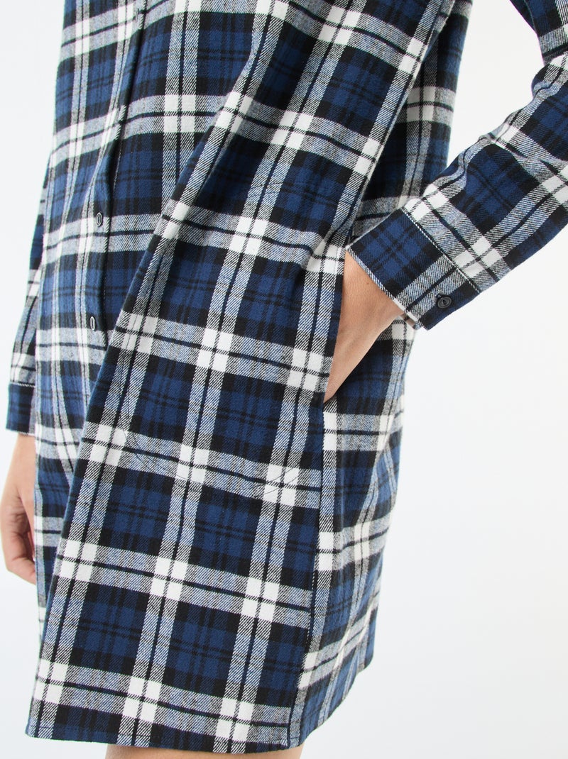 Abito camicia corto in flanella Blu - Kiabi