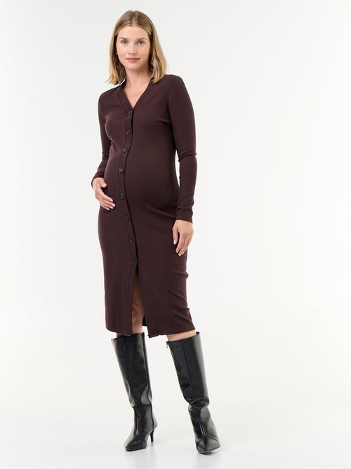 Abito cardigan abbottonato a costine - Kiabi