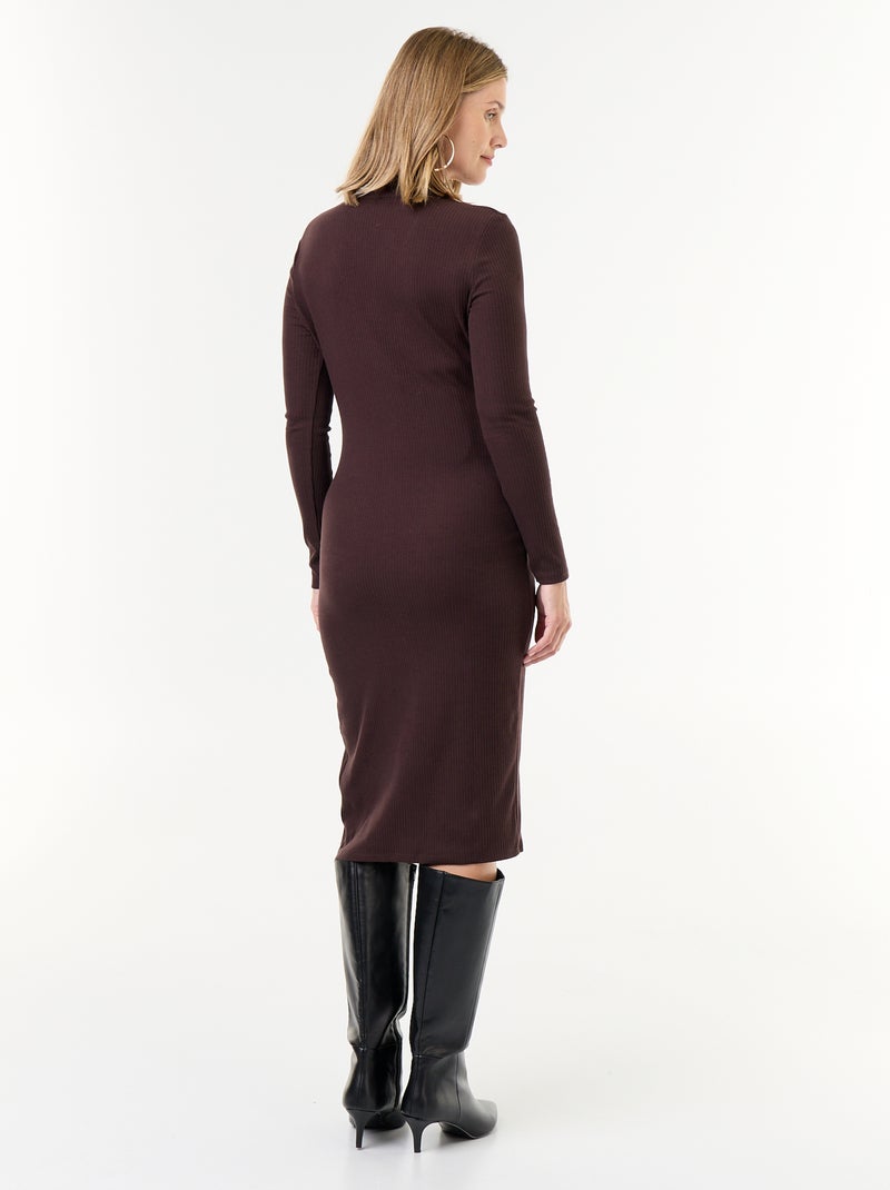 Abito cardigan abbottonato a costine Marrone - Kiabi