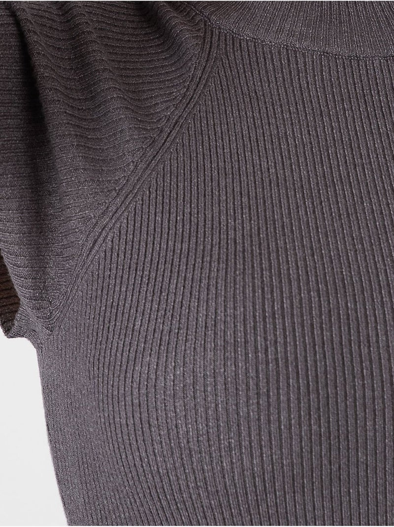 Abito casual midi a collo alto in maglia hiccup Grigio - Kiabi