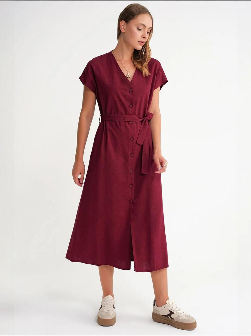 Abito chemisier con cintura mixray Rosso bordeaux - Kiabi