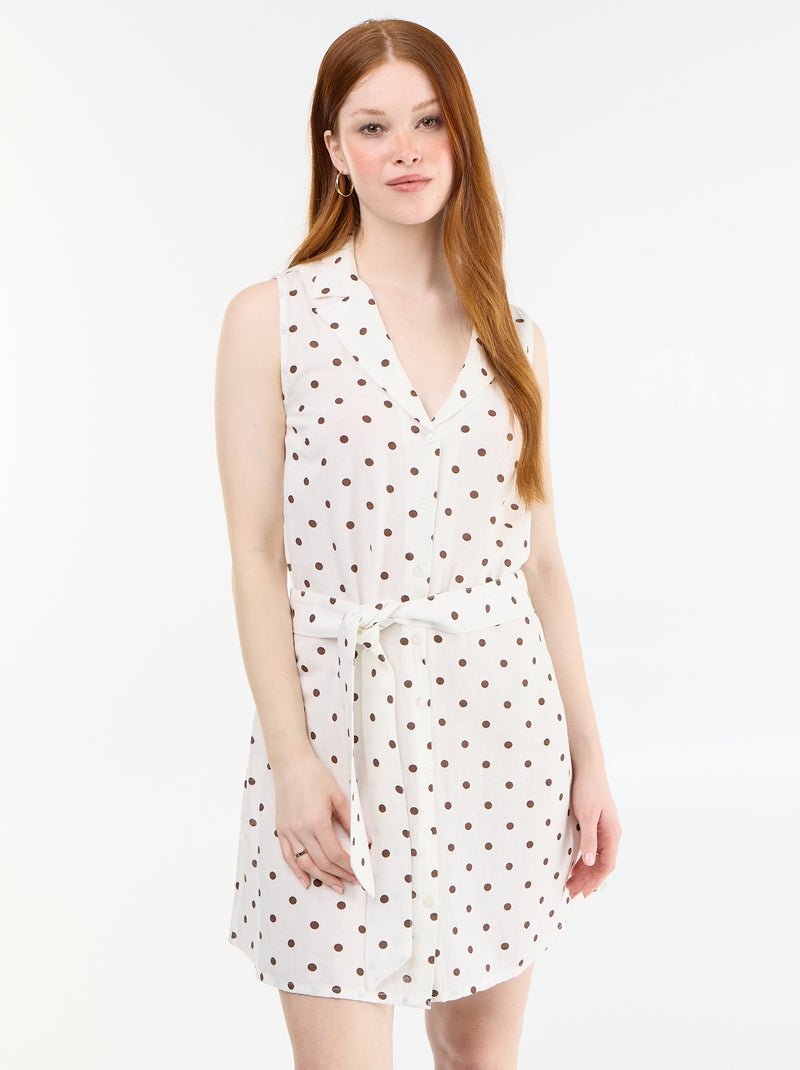 Abito chemisier corto senza maniche in misto lino Bianco - Kiabi