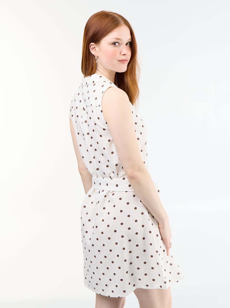 Abito chemisier corto senza maniche in misto lino Bianco - Kiabi