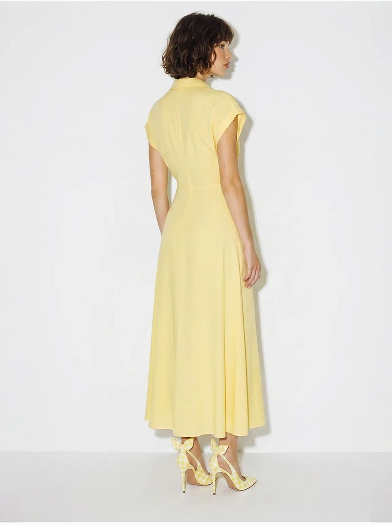 Abito chemisier in popeline con cintura lucci Giallo limone - Kiabi