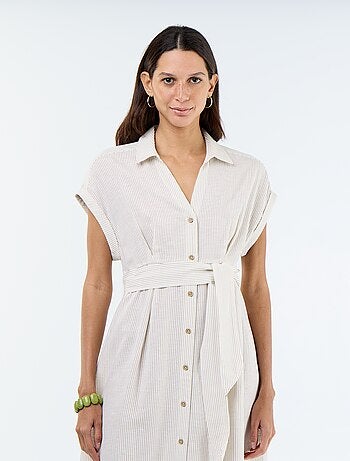 Abito chemisier lungo a maniche corte