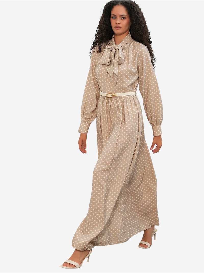 Abito chemisier maxi a pois bdart Beige argilla - Kiabi