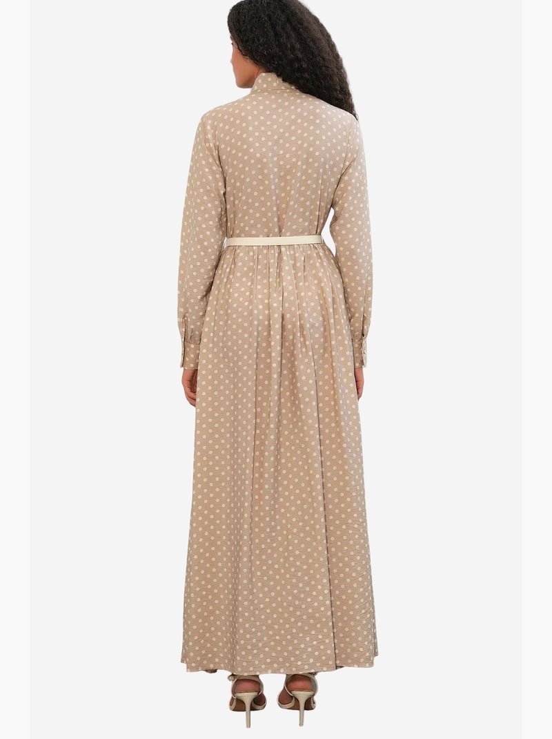 Abito chemisier maxi a pois bdart Beige argilla - Kiabi