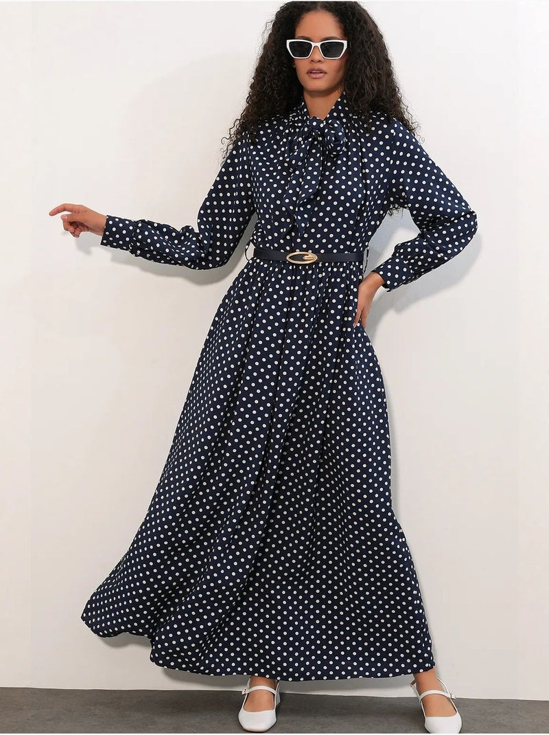Abito chemisier maxi a pois bdart Blu marino - Kiabi