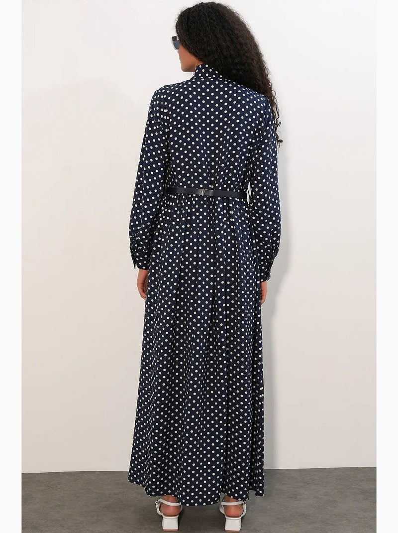 Abito chemisier maxi a pois bdart Blu marino - Kiabi