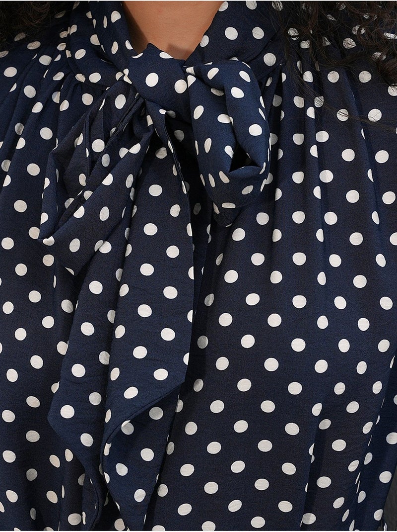 Abito chemisier maxi a pois bdart Blu marino - Kiabi